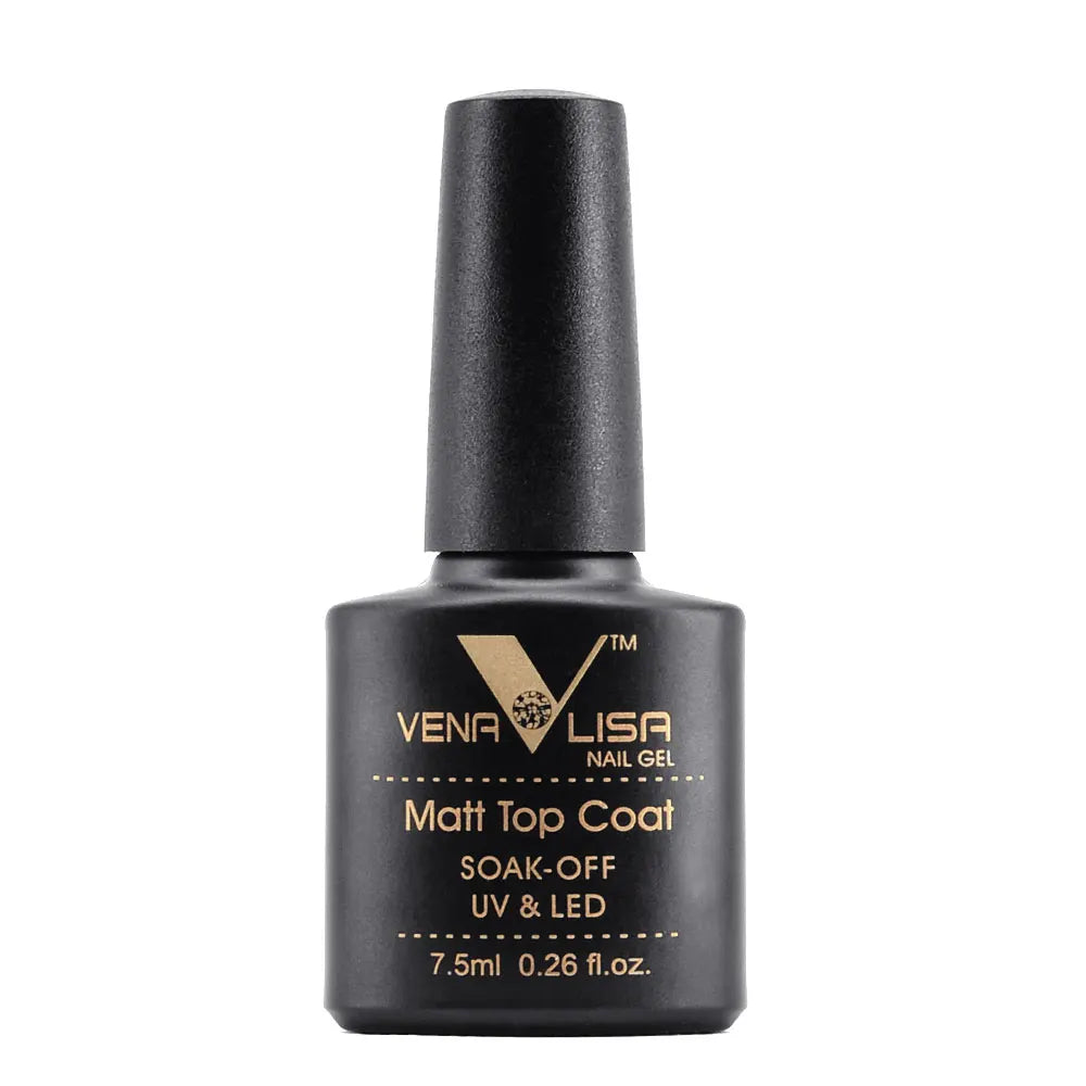 Black nail gel bottle with Vena Lisa branding on a white background