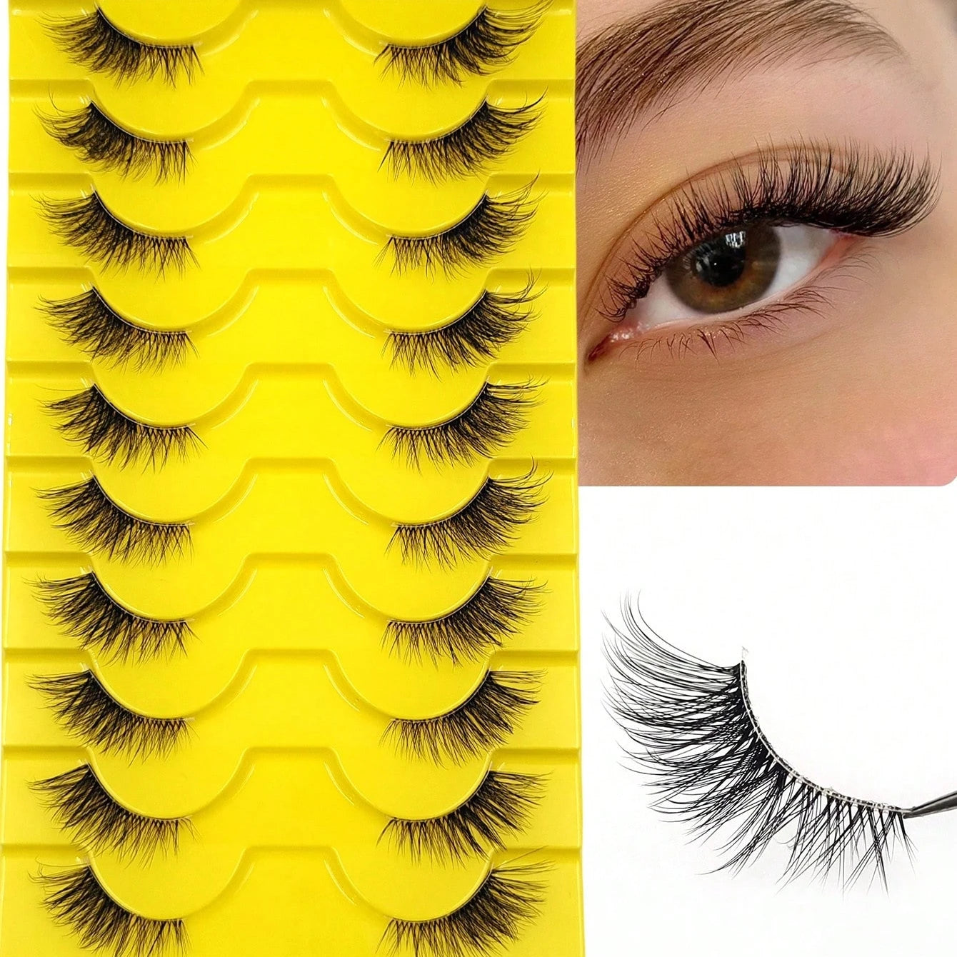 10 Pair Elegant Wispy Cat Eye False Eyelashes Natural Fluffy Design