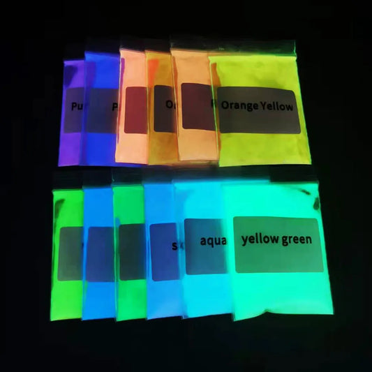 50g Neon Glow in the Dark Nail Glitter Powder Set 12 Colors