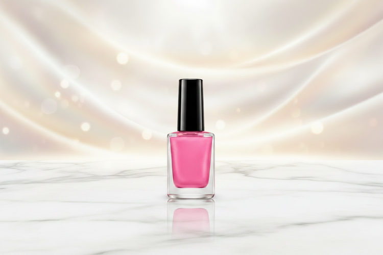 Nail bottle with Top Coat in a white background