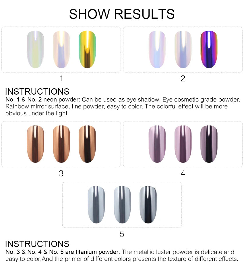Mirror Chrome Nail Powder Cushion Pen for Metallic Nail Art