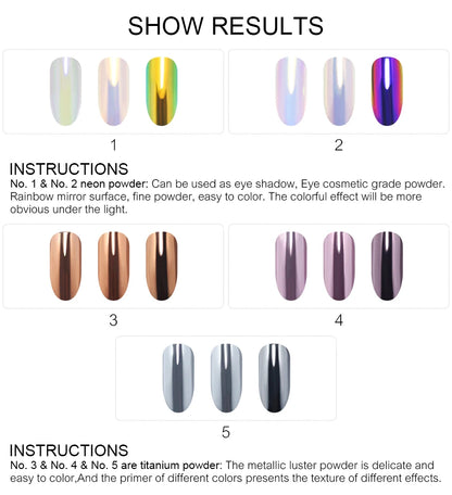 Mirror Chrome Nail Powder Cushion Pen for Metallic Nail Art