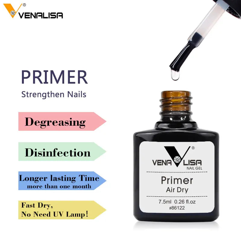 Vena Lisa nail primer bottle with dropper on a white background