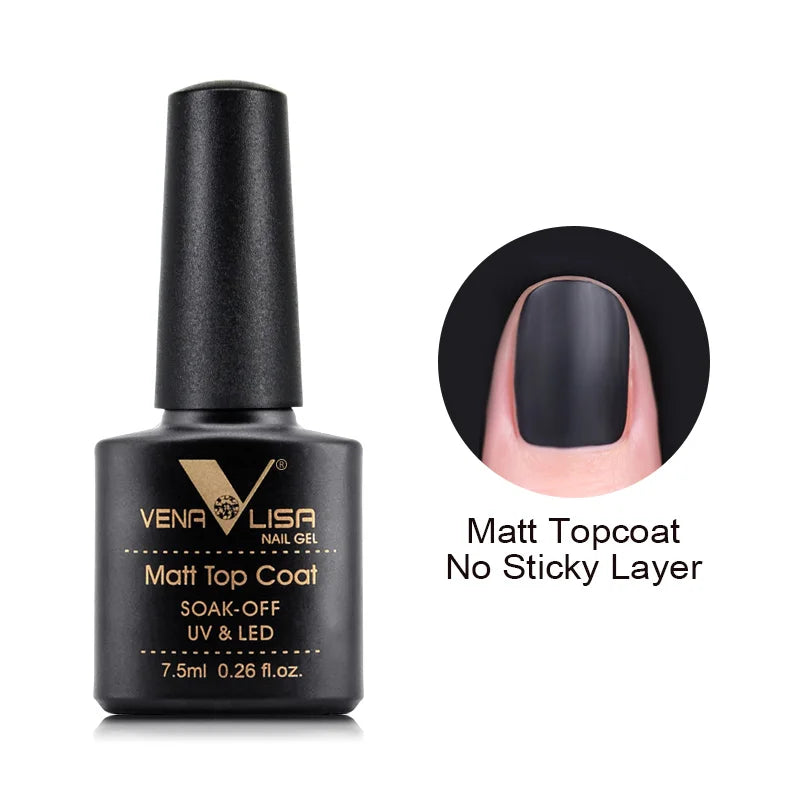 Vena Lisa nail gel polish bottle with a close-up of a black nail on a white background