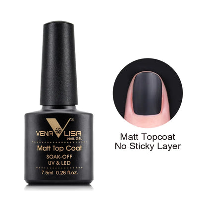 Vena Lisa nail gel polish bottle with a close-up of a black nail on a white background