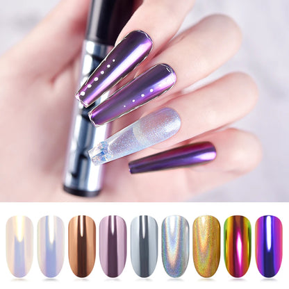 Mirror Chrome Nail Powder Cushion Pen for Metallic Nail Art