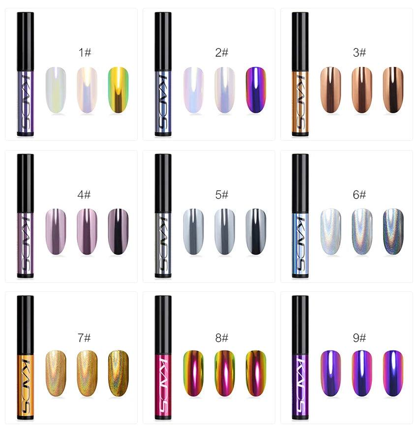 Mirror Chrome Nail Powder Cushion Pen for Metallic Nail Art