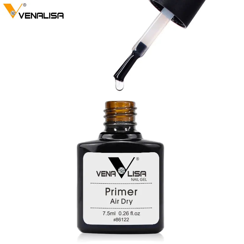 Venalisa nail gel primer bottle with dropper on a white background