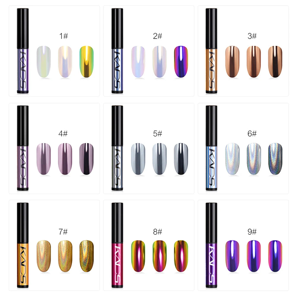Mirror Chrome Nail Powder Cushion Pen for Metallic Nail Art
