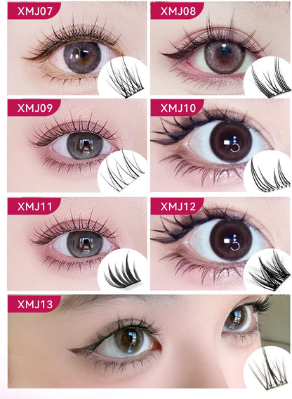 Yelix Self Adhesive Korean Manga Style Cluster Lashes 10 Row Natural Soft