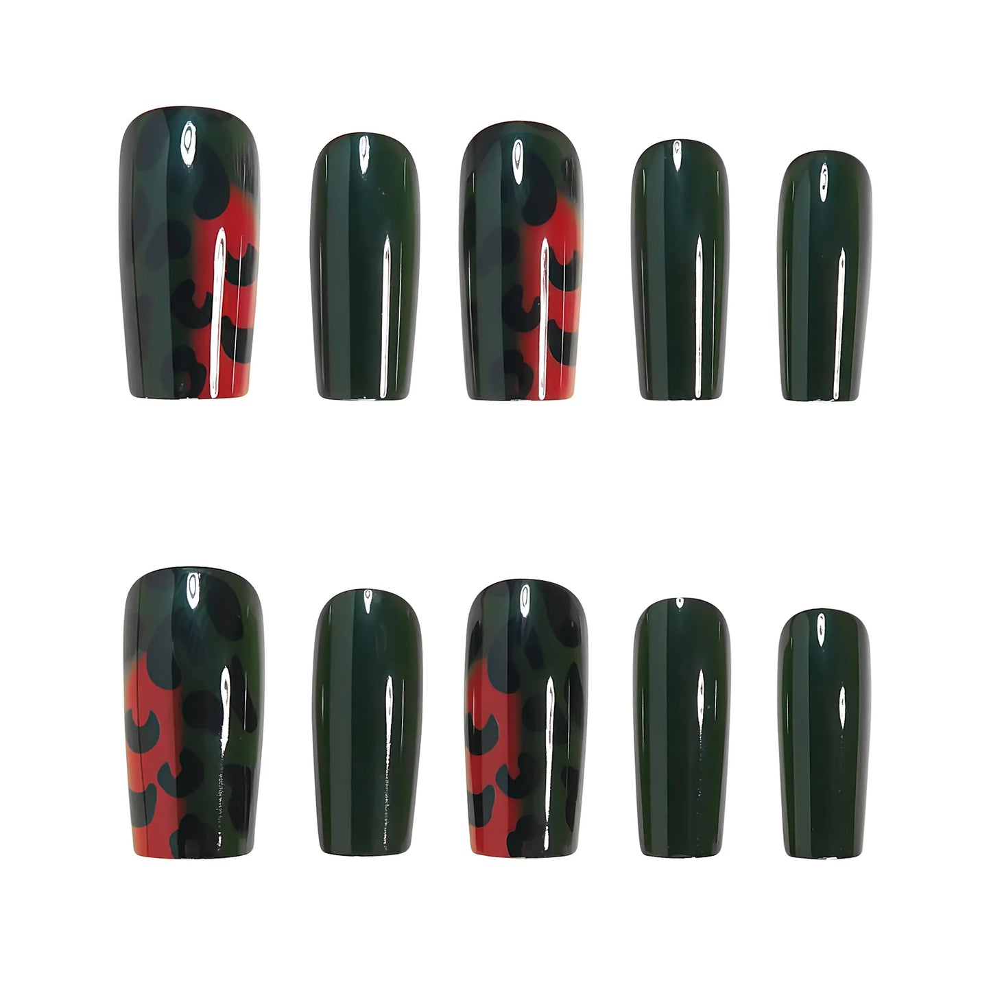 Medium Gradient Multicolor Leopard Print Press On Nails Square Almond Tips