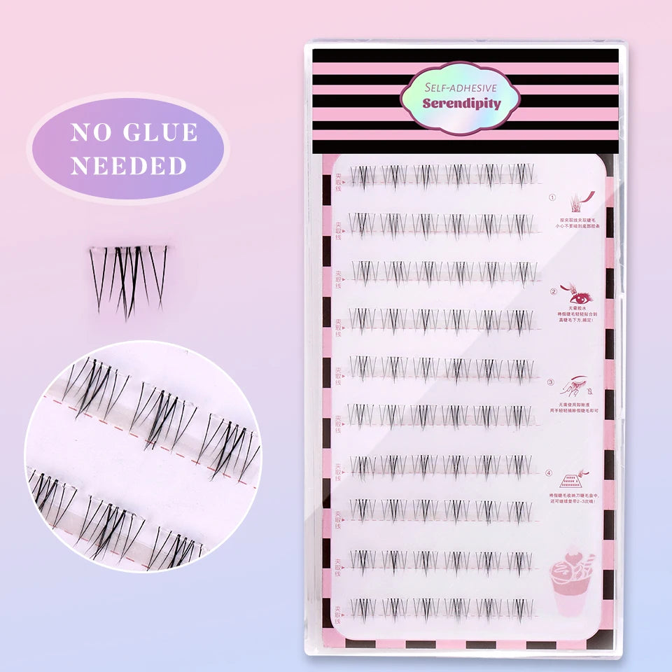 Self Adhesive No Glue Reusable Cluster False Eyelashes Natural Soft Lashes