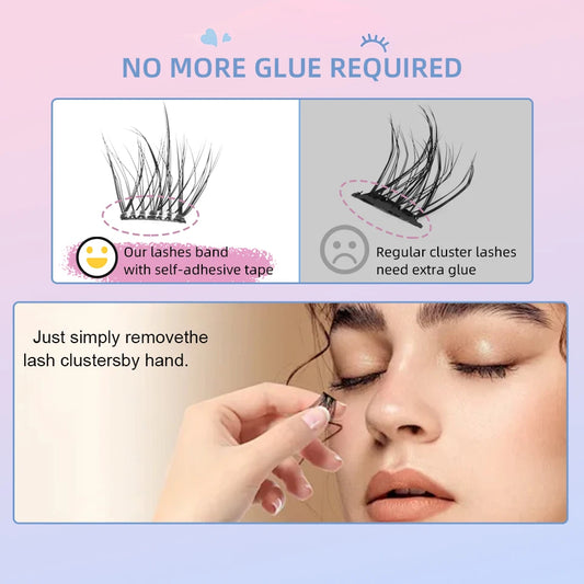 Self Adhesive No Glue Reusable Cluster False Eyelashes Natural Soft Lashes