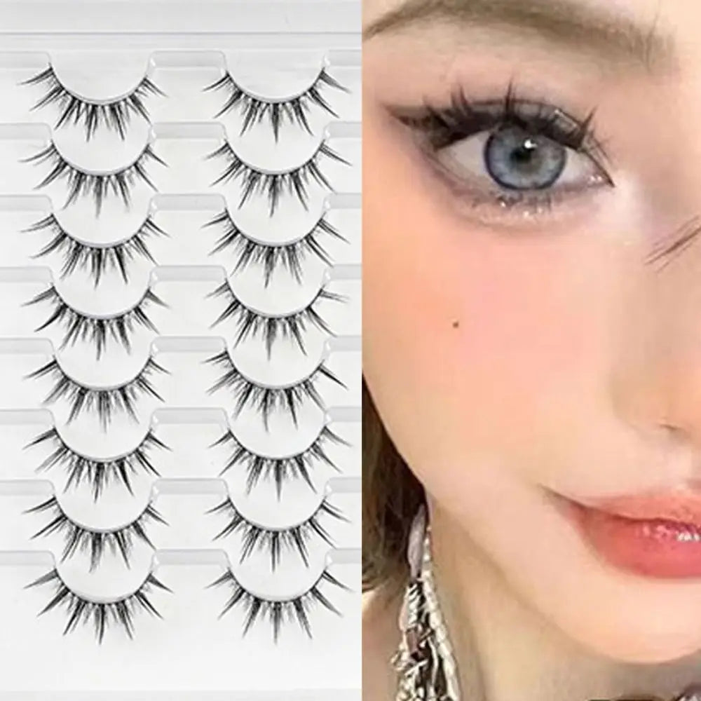 8 Pair Natural Look Curled Full Strip False Eyelashes Dense Long Lasting