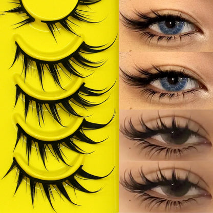 Lasvirey Cat Eye Manga Style False Eyelashes 3D Faux Mink Wispy Winged Design