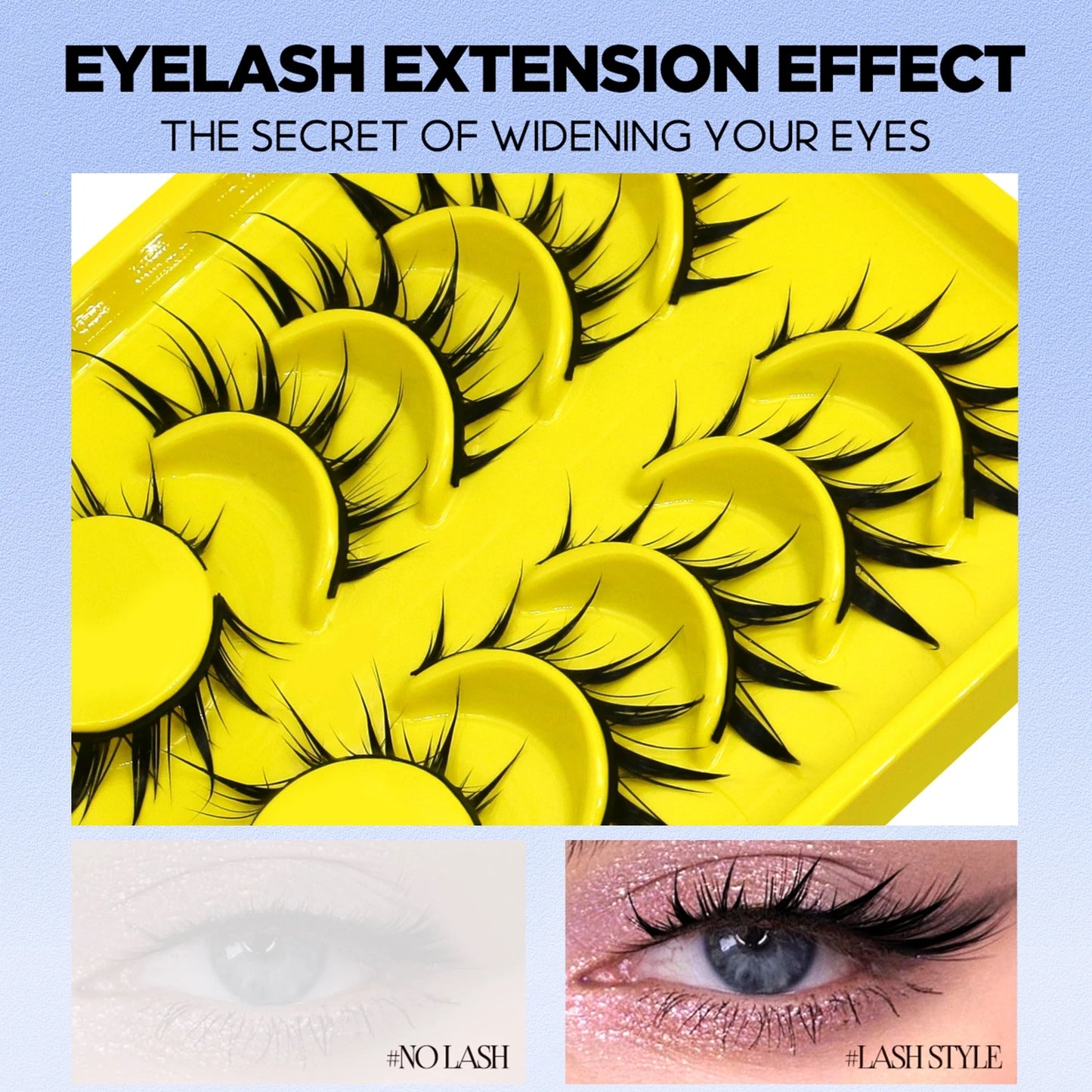 Lasvirey Cat Eye Manga Style False Eyelashes 3D Faux Mink Wispy Winged Design