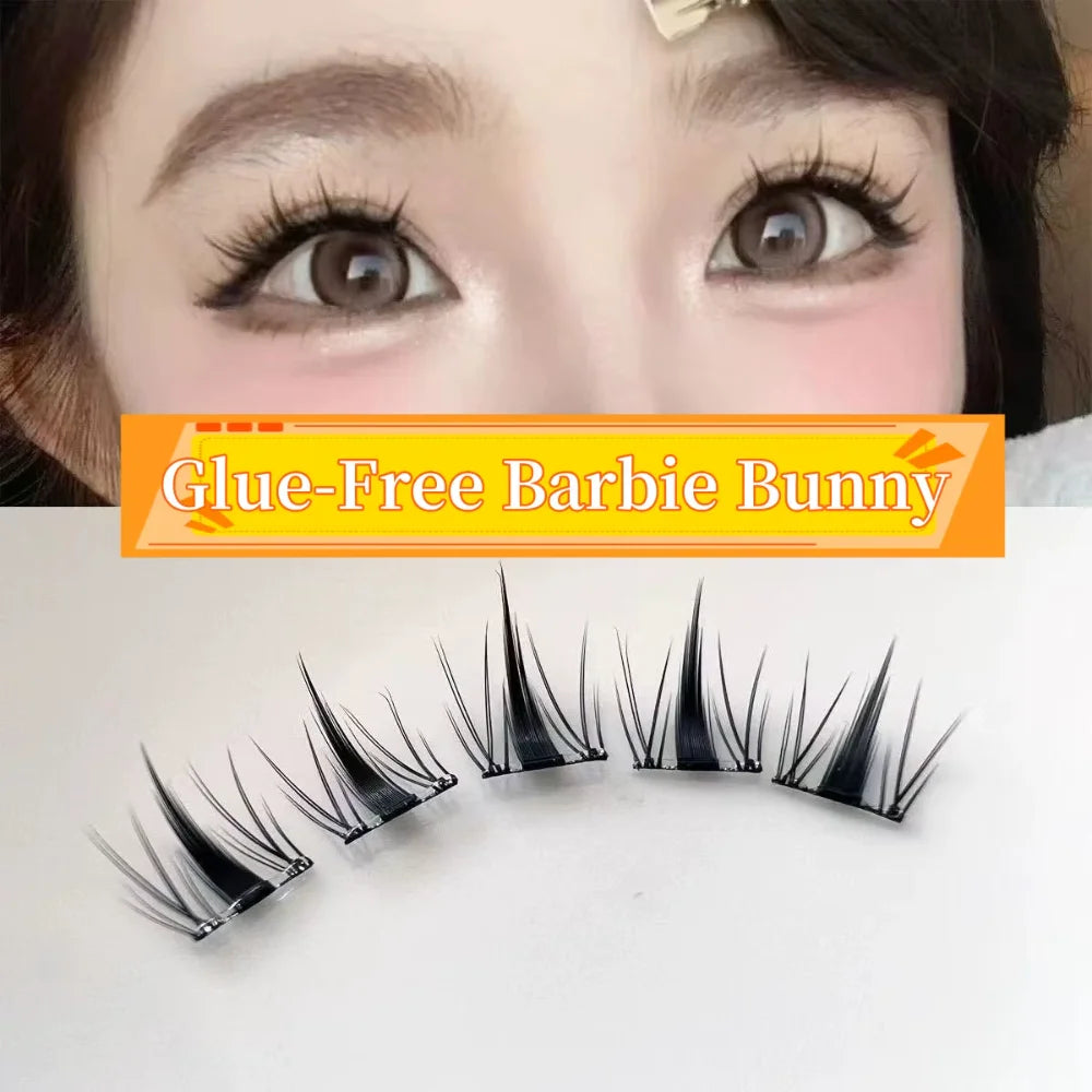 HISYI Self Adhesive Manga Style Cluster Lashes 10 Row Box Natural Look