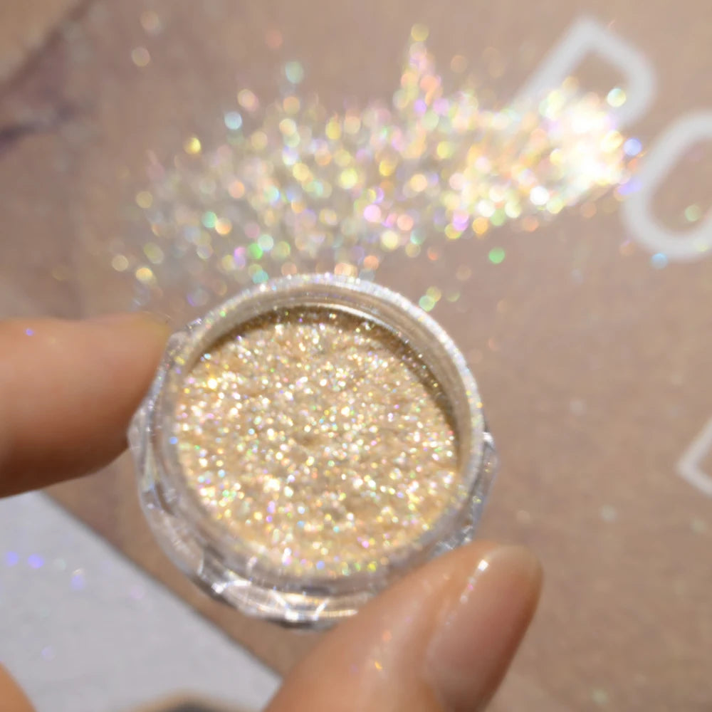 6 Color Opal Neon Iridescent Mirror Nail Glitter Powder Set