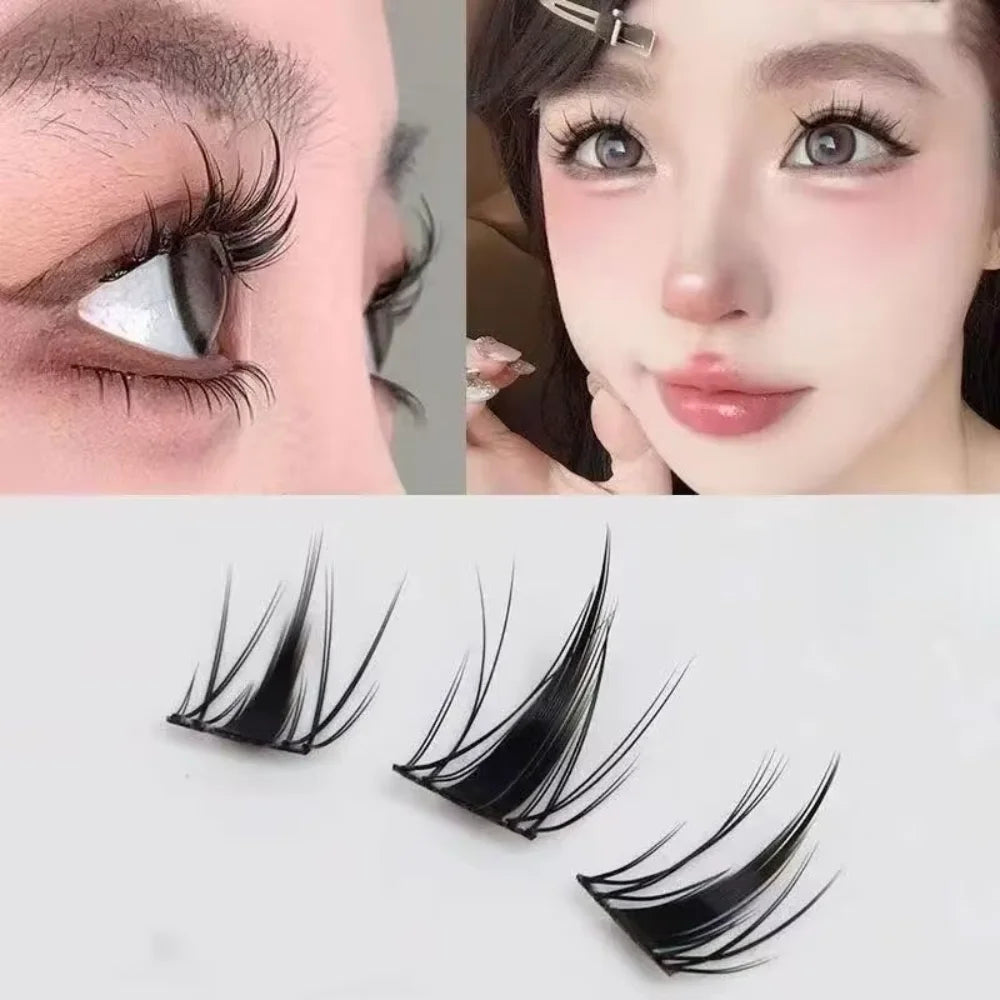 HISYI Self Adhesive Manga Style Cluster Lashes 10 Row Box Natural Look