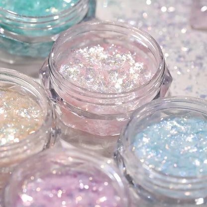 6 Color Opal Neon Iridescent Mirror Nail Glitter Powder Set