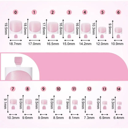 60 Piece Short French Tip Press On Toenails Multicolor Set