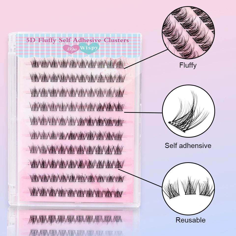 Self Adhesive No Glue Reusable Cluster False Eyelashes Natural Soft Lashes