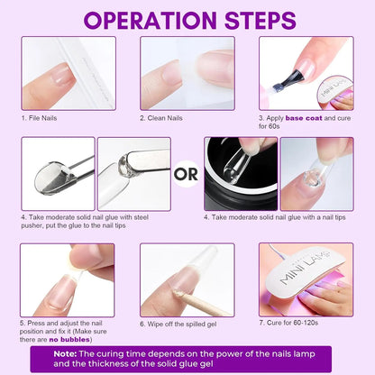 Step-by-step guide for applying nail extensions with a focus on operations.