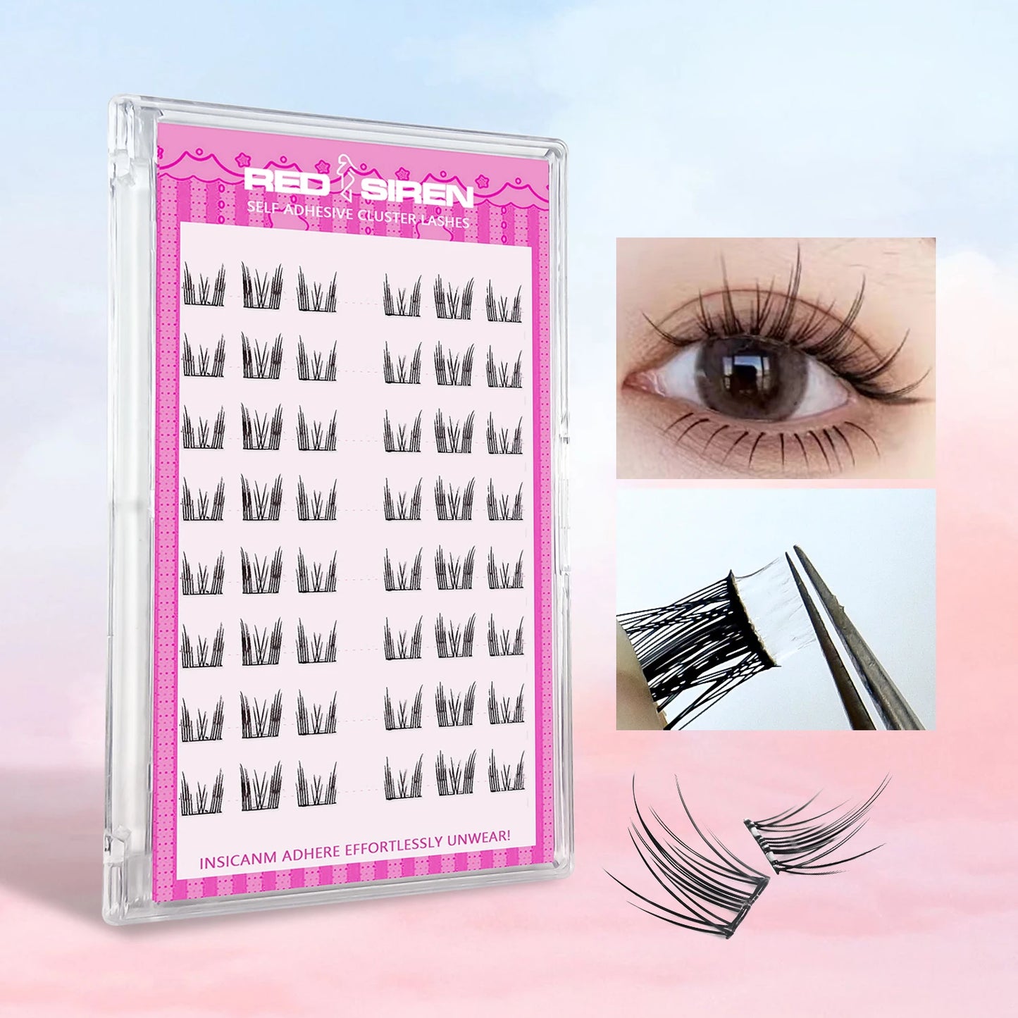 Self Adhesive Lash Cluster Set Korean Manga Style Natural Wispy Individual Eyelashes