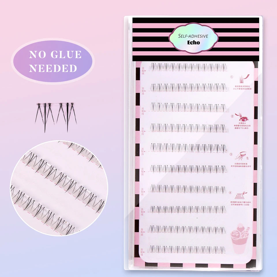 Self Adhesive No Glue Reusable Cluster False Eyelashes Natural Soft Lashes