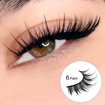 Lasvirey Cat Eye Manga Style False Eyelashes 3D Faux Mink Wispy Winged Design