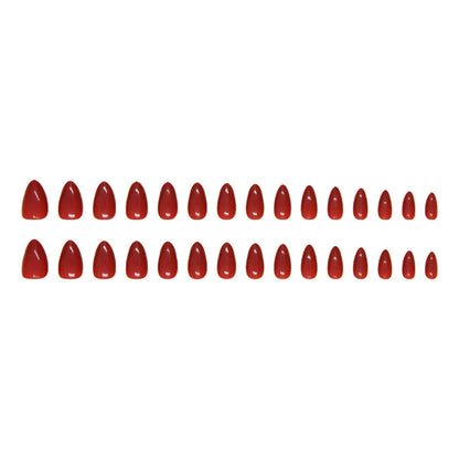 Row of red nail polish on a white background