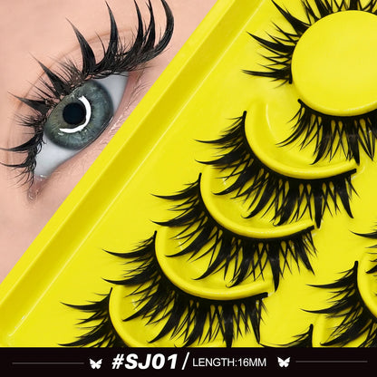 Lasvirey Cat Eye Manga Style False Eyelashes 3D Faux Mink Wispy Winged Design