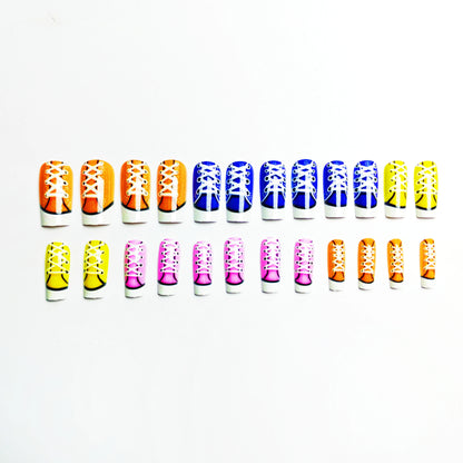 Set of colorful shoe lace extensions on a white background