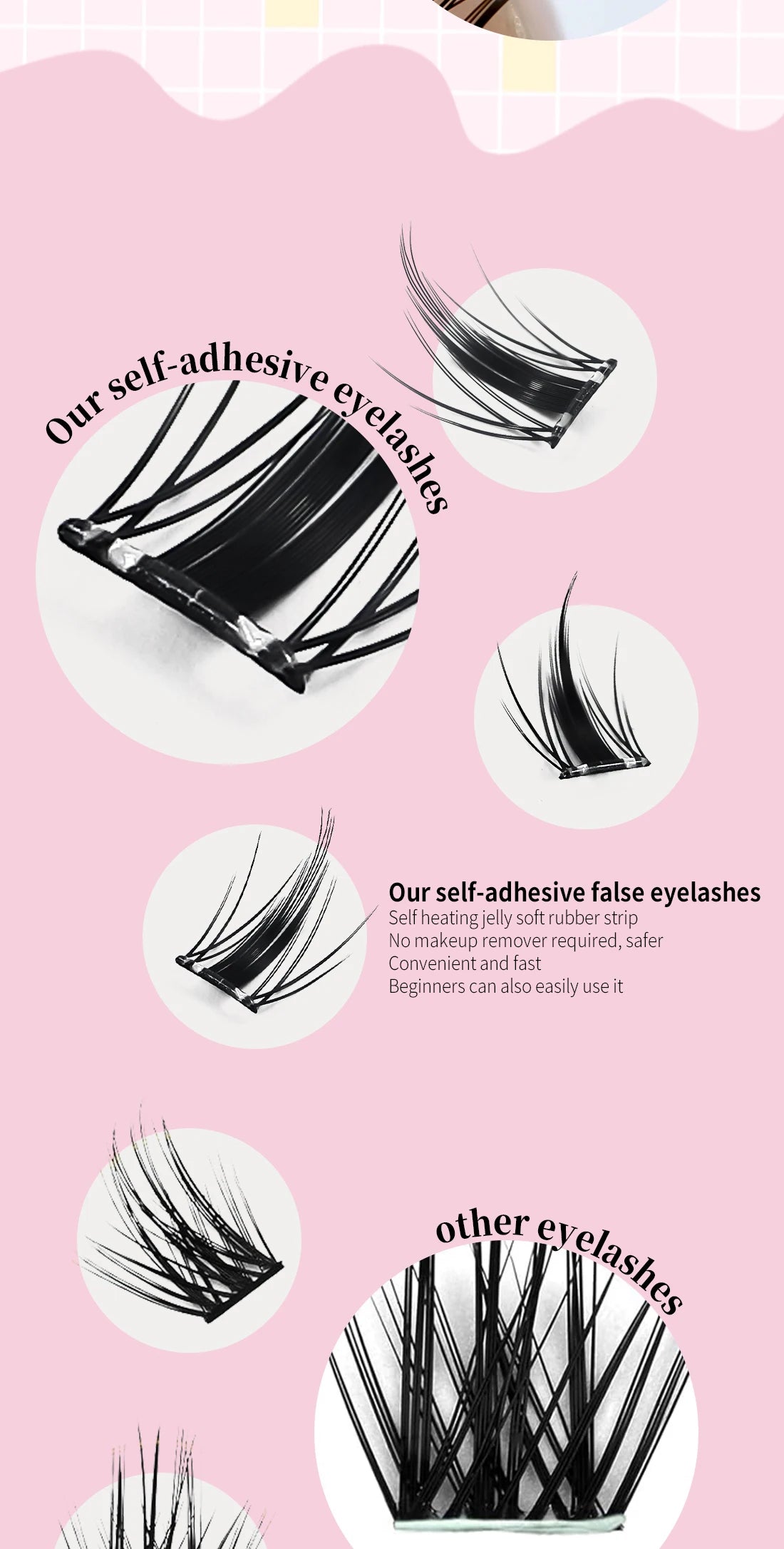 Self Adhesive Lash Cluster Set Korean Manga Style Natural Wispy Individual Eyelashes