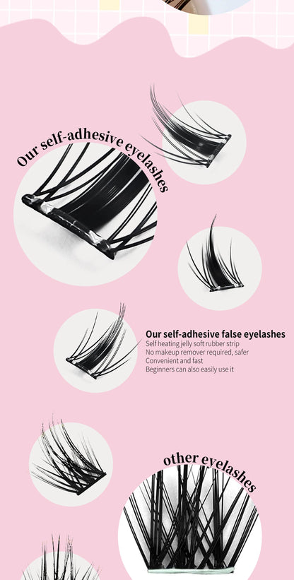 Self Adhesive Lash Cluster Set Korean Manga Style Natural Wispy Individual Eyelashes