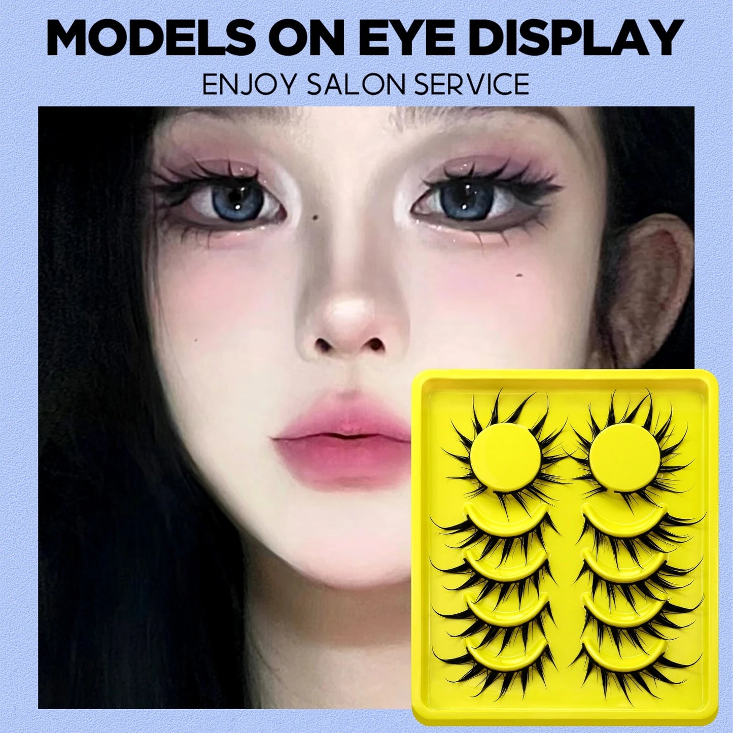 Lasvirey Cat Eye Manga Style False Eyelashes 3D Faux Mink Wispy Winged Design