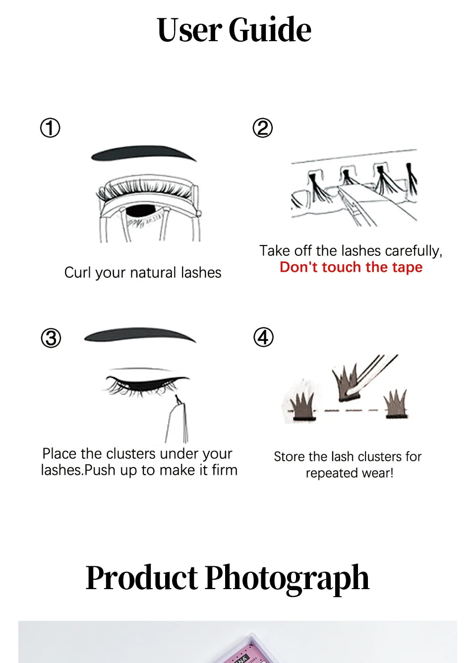 Self Adhesive Lash Cluster Set Korean Manga Style Natural Wispy Individual Eyelashes