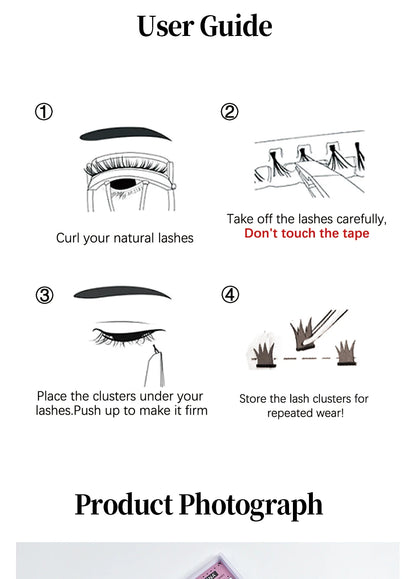 Self Adhesive Lash Cluster Set Korean Manga Style Natural Wispy Individual Eyelashes