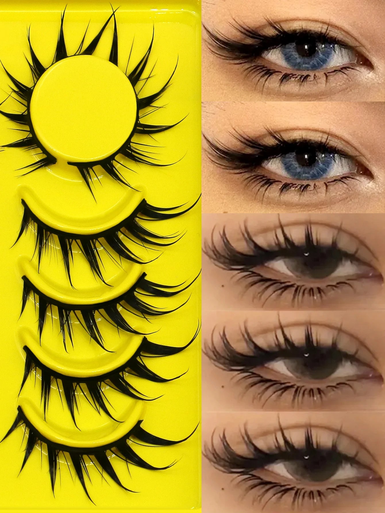 Lasvirey Cat Eye Manga Style False Eyelashes 3D Faux Mink Wispy Winged Design