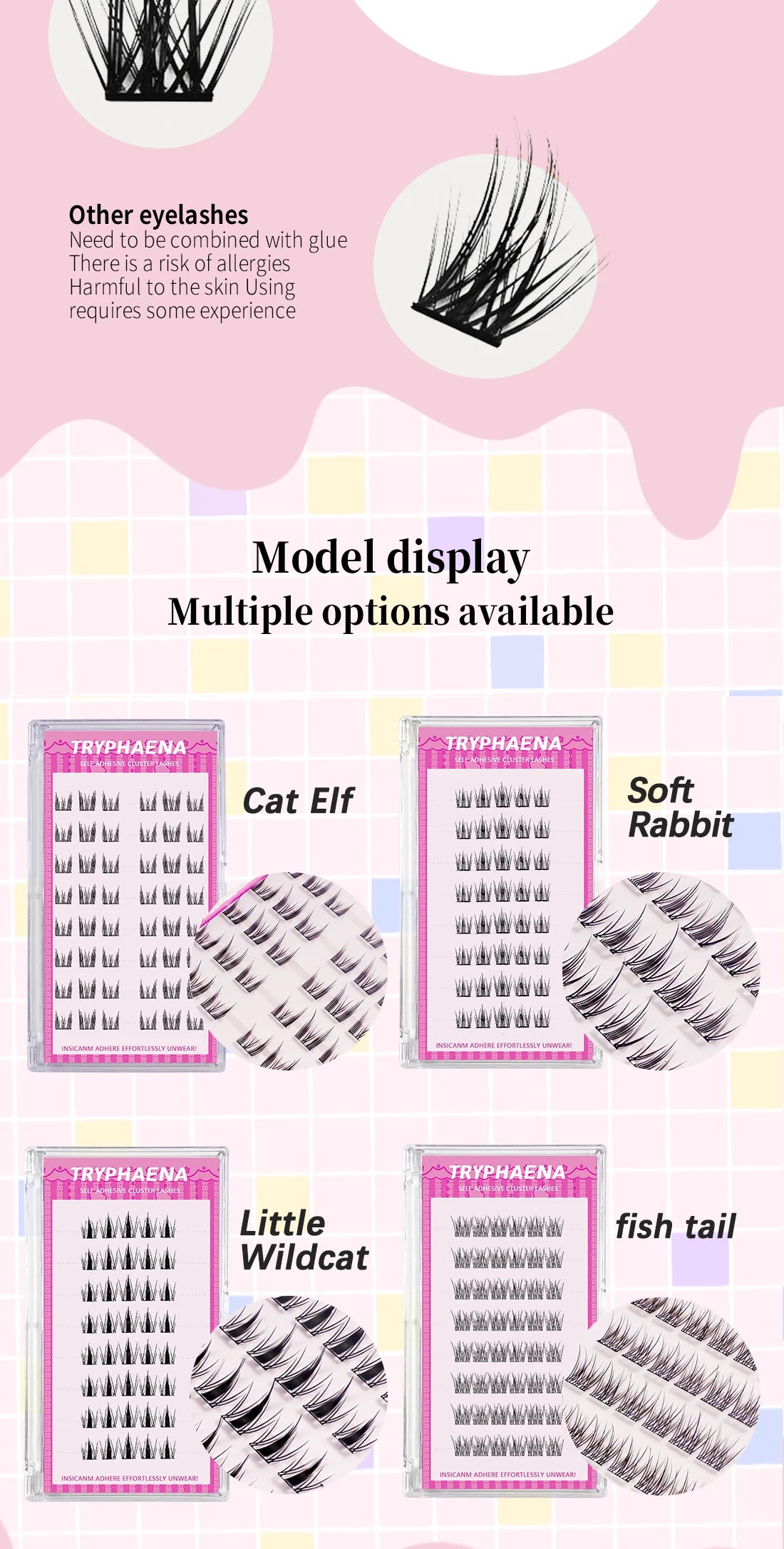 Self Adhesive Lash Cluster Set Korean Manga Style Natural Wispy Individual Eyelashes