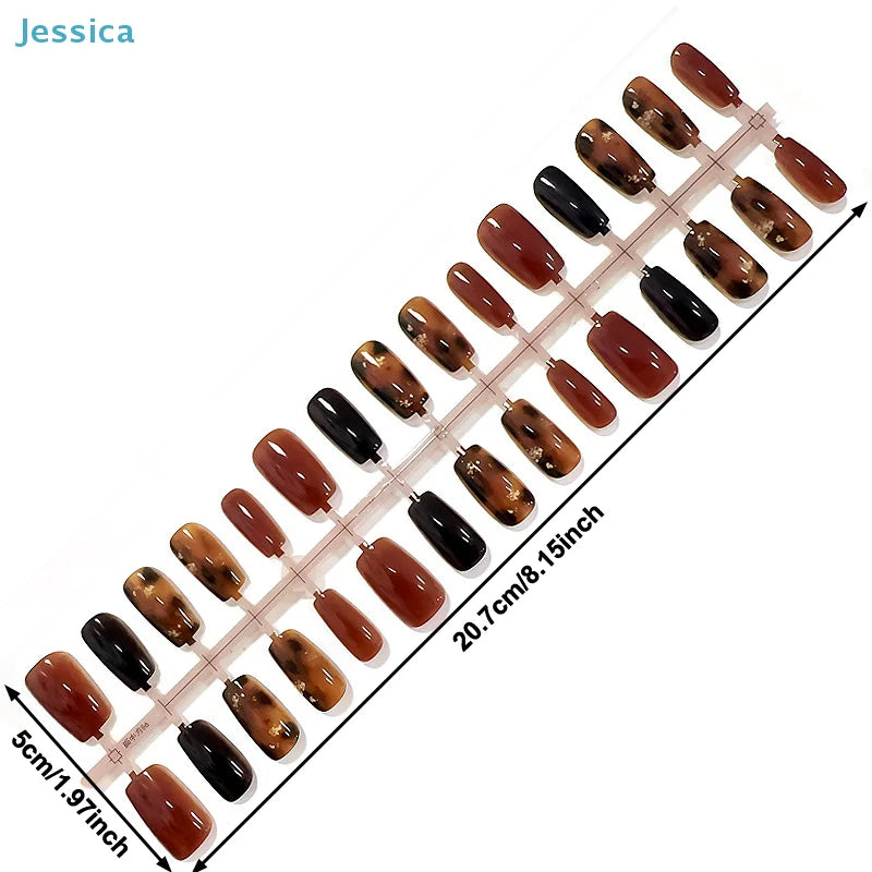 Nail polish color swatch with 'Jessica' brand name, showing a range of brown and black colors.