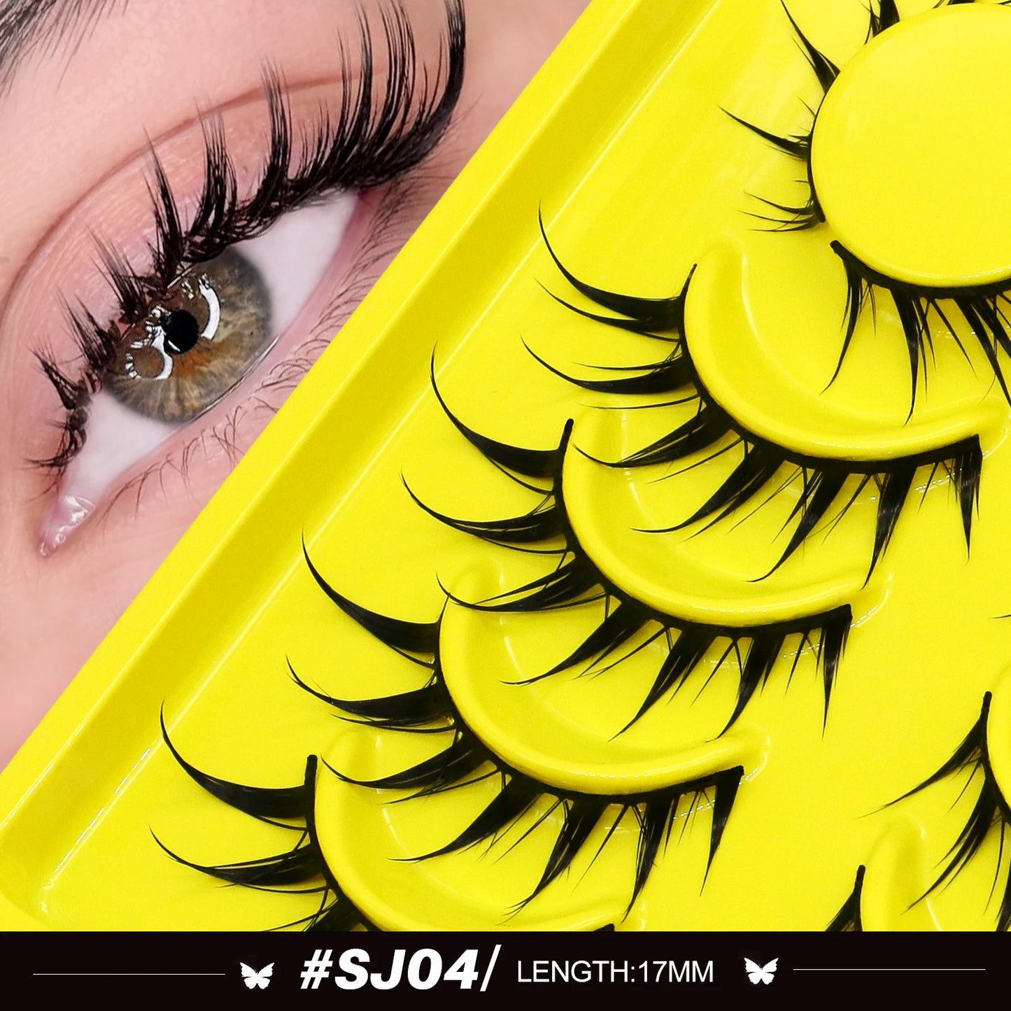 Lasvirey Cat Eye Manga Style False Eyelashes 3D Faux Mink Wispy Winged Design