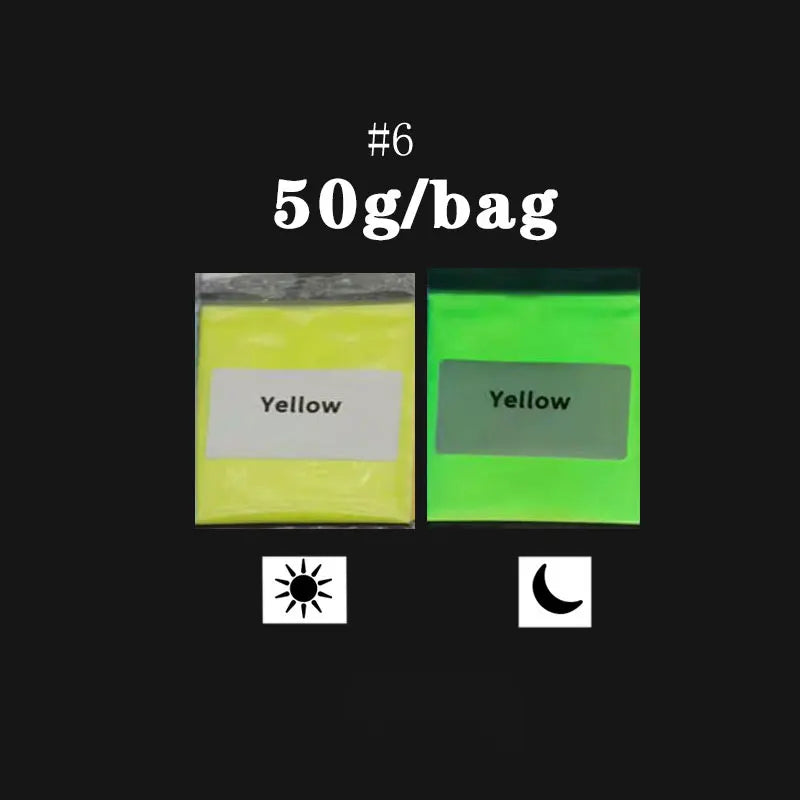 50g Neon Glow in the Dark Nail Glitter Powder Set 12 Colors