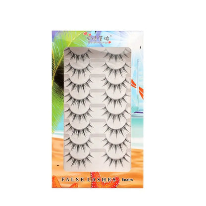 8 Pair Natural Look Curled Full Strip False Eyelashes Dense Long Lasting
