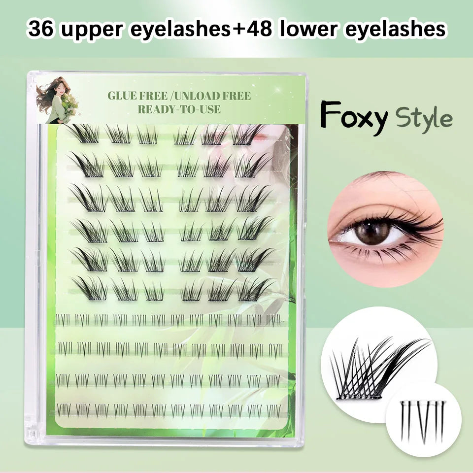Self Adhesive No Glue Reusable Cluster False Eyelashes Natural Soft Lashes