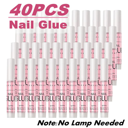 40-pack of nail glue with pink and white packaging on a white background