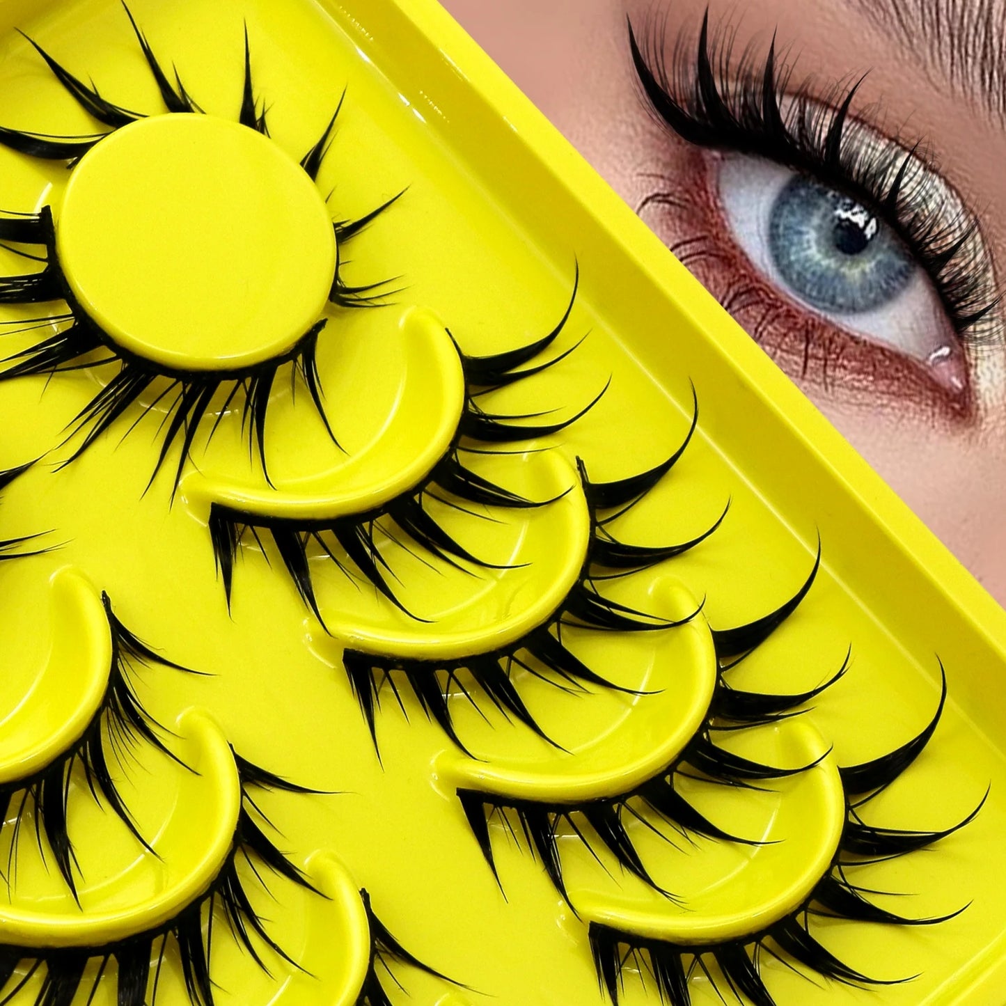 Lasvirey Cat Eye Manga Style False Eyelashes 3D Faux Mink Wispy Winged Design
