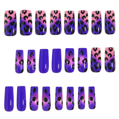 Medium Gradient Multicolor Leopard Print Press On Nails Square Almond Tips