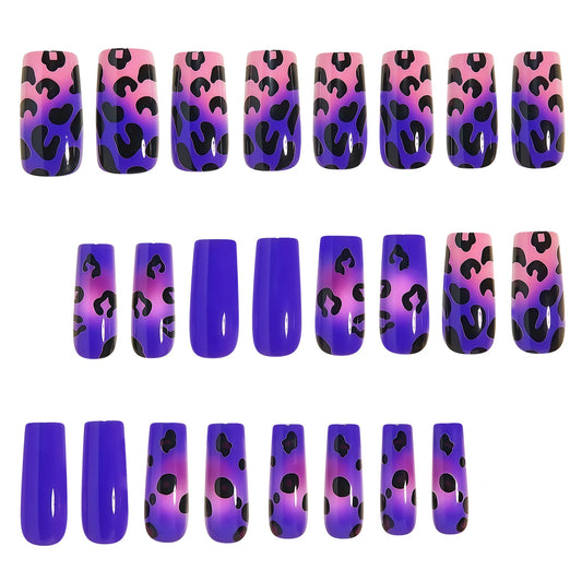 Medium Gradient Multicolor Leopard Print Press On Nails Square Almond Tips
