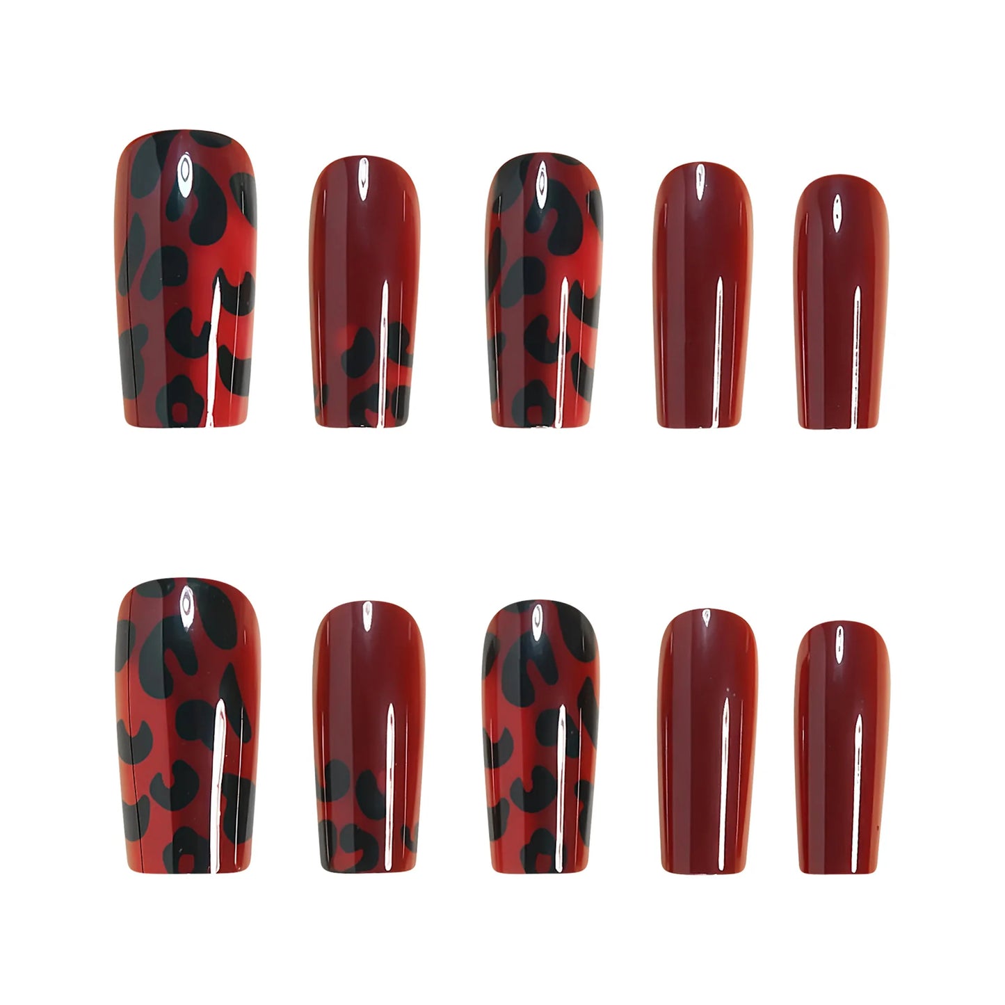 Medium Gradient Multicolor Leopard Print Press On Nails Square Almond Tips